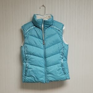 Nike Down Light Blue Reversible Puffer Vest, Women's Medium.